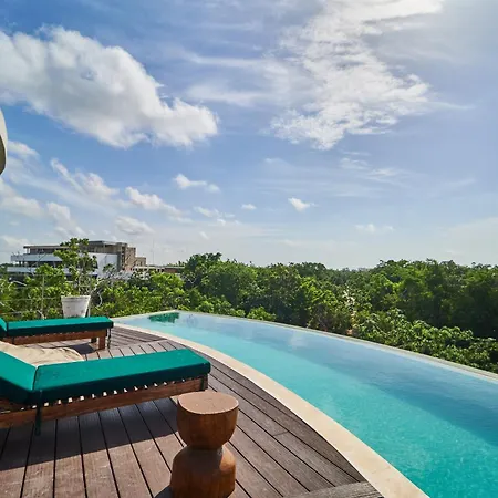 Tropical Modern Apartment Tulum Terrace, Lounge Area, Impressive Pool & Sunbeds-3